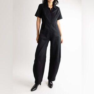 Meg Barrel Leg Short Sleeve Jumpsuit Black
